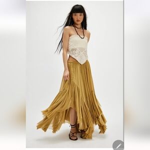 Fee People One Clover Skirt Black Maxi-length Boho flowy, tiered, peasant, Earth